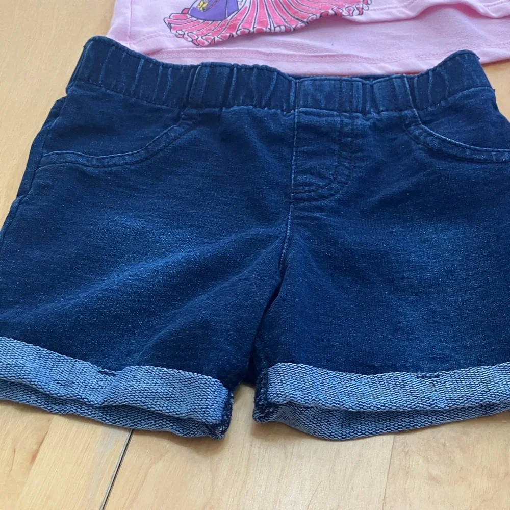 Kids' Colorful‎ Clothing Set denim shorts, skort and t-shirts size 3